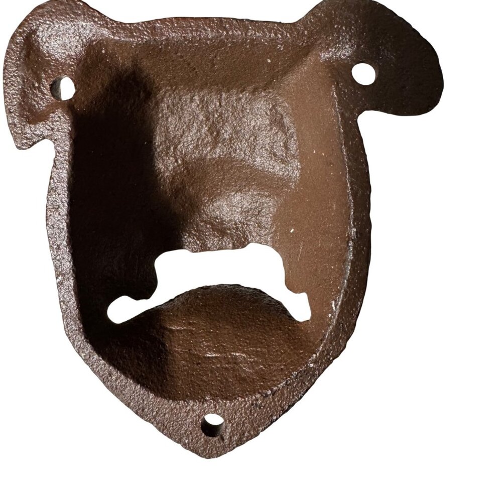Rustic Bulldog Cast Iron Wall-Mount Bottle Opener Brown Man Cave Decor 4 Inches - Picture 9 of 10